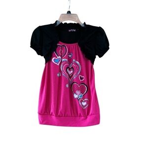 Tempted Kids Tee Pink and Black Heart